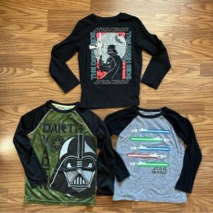Lot 3x Star Wars Jumping Beans Boys Size 7 Small Long Shirts Darth Vader EUC!